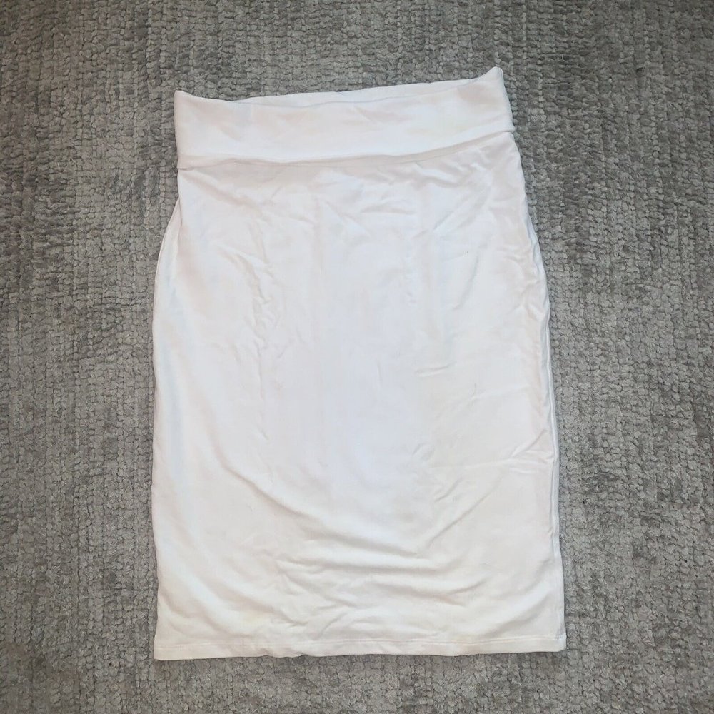 Tom's Ware Women's Casual Classic Pencil Skirt White Stretch 100% Cotton Sz XL